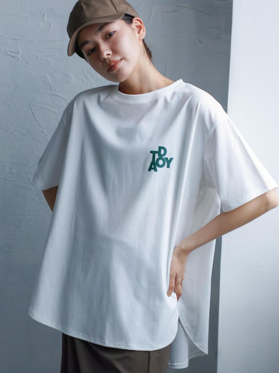 ラウンドヘムワンポイントロゴTシャツ