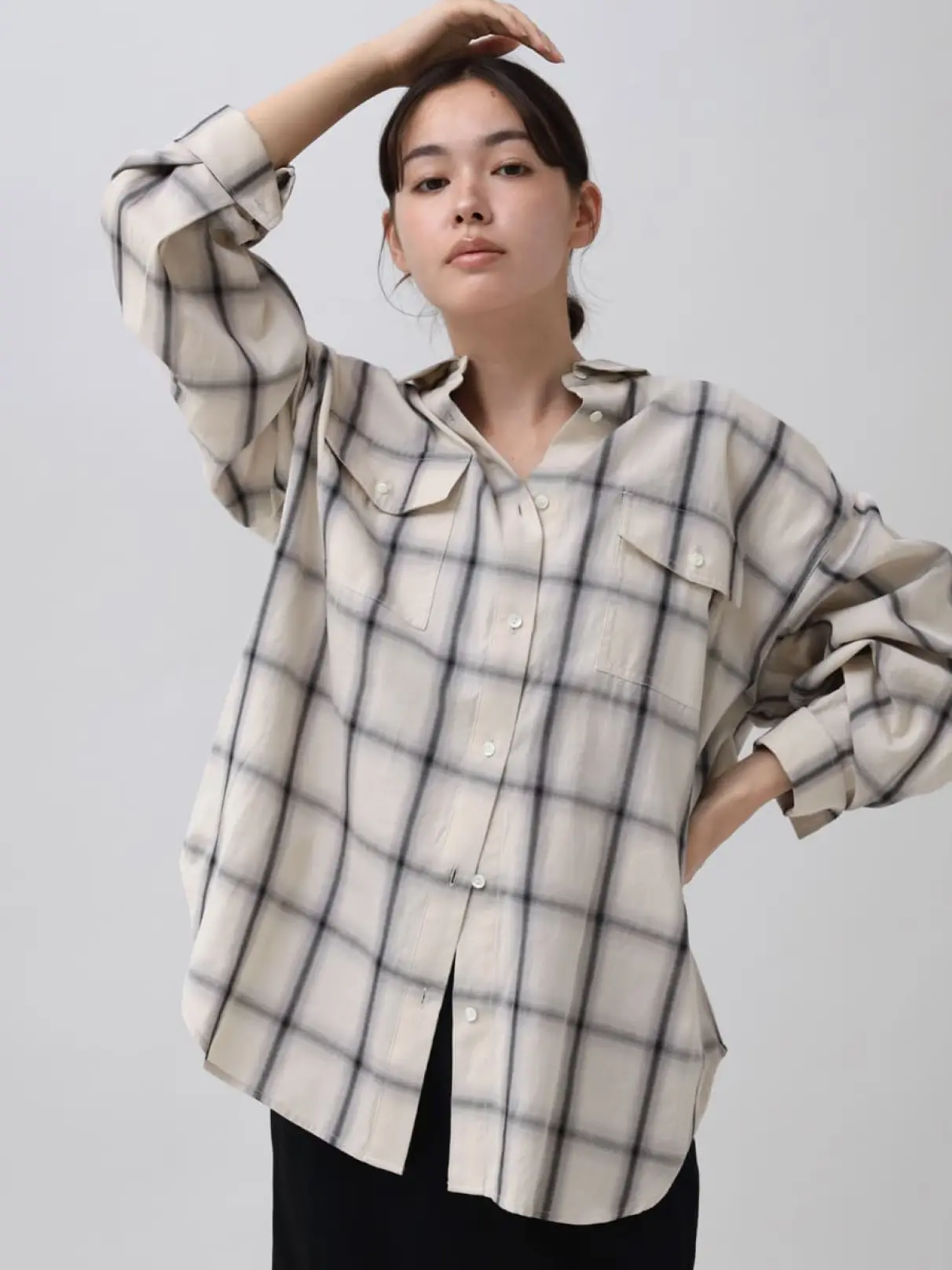 ACUTA】オンブレーチェックオーバーシャツ¥16,500