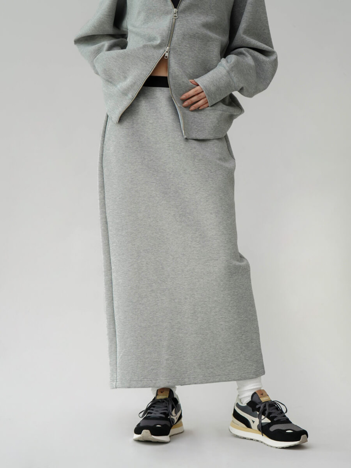 ヤマダヤ 新作 YORT 【ストレッチ】ダンボールIラインロングスカート