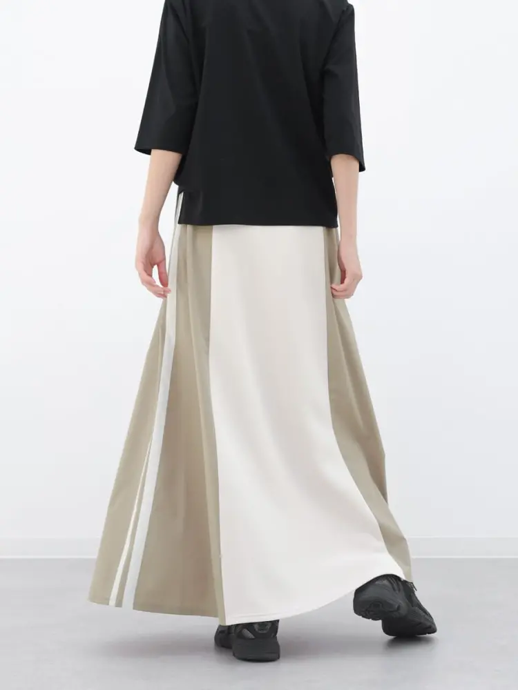 UVカット・吸水速乾】異素材切り返しAラインロングスカート - YORT