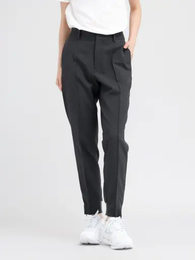 MIUMIU コットンテーパードパンツ size50 イタリー製 テーパードパンツ タックパンツ レディース[品番：MIDW0001009