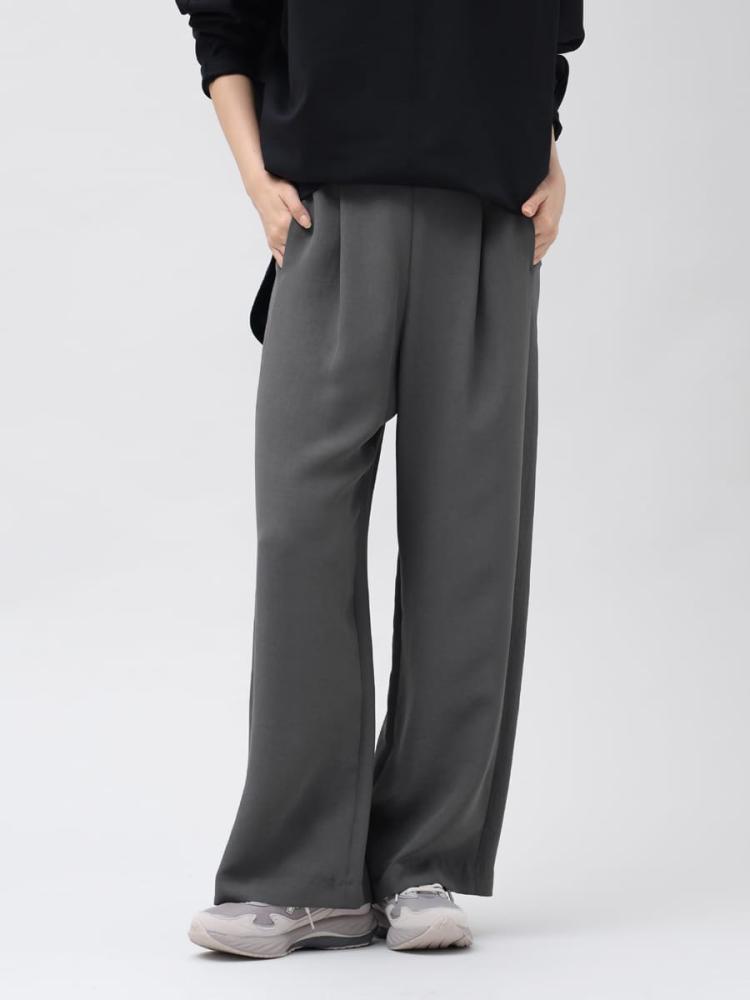 5525 ストレッチパンツ　グレー 接触冷感・2WAYストレッチ】ウエストタックパンツ - YORT - YORT