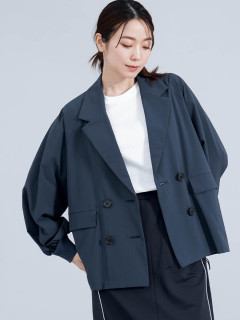 【新品】現行品 YORT セットドロストヘムダブルジャケット ネイビー 吸水速乾・防シワ】セットドロストヘムダブルジャケット - YORT