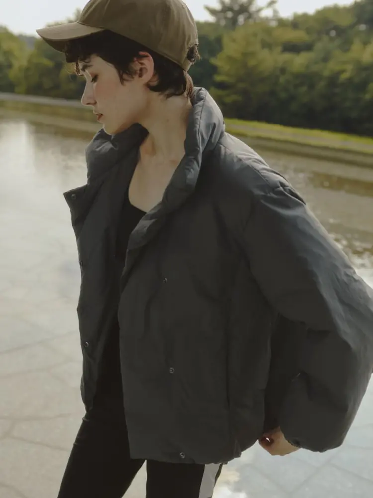 HTH 2way ダウンジャケット HTH 2way 中綿 ダウン ジャケット 刺繍ロゴ