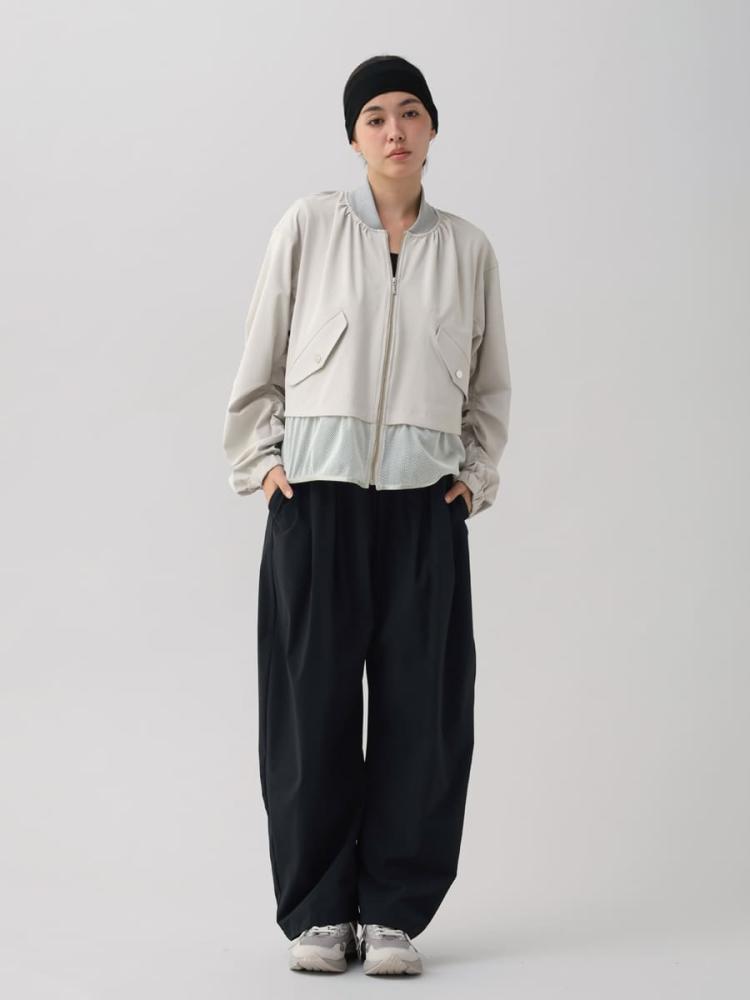 YORT 撥水・異素材切り替え　ロングブルゾン　ブラック ヤマダヤ YORT 撥水・異素材切り替え ロングブルゾン ブラック ヤマダヤ