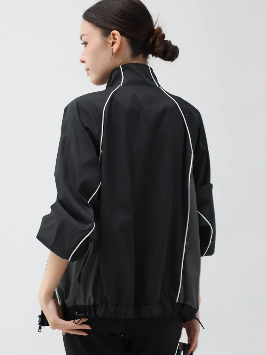 YORT 撥水・異素材切り替え　ロングブルゾン　ブラック ヤマダヤ 美品】YORT 撥水・異素材切り替え ロングブルゾン ブラック