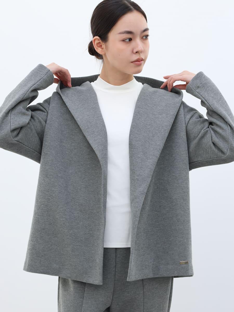 【ストレッチ】リブフーデッドジャケット