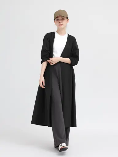 【定価¥33,000円】soeupr7 黒ハーフコート　ヤマダヤ 日本製素材 Super100's 尾州スタンドカラーコート 黒無地