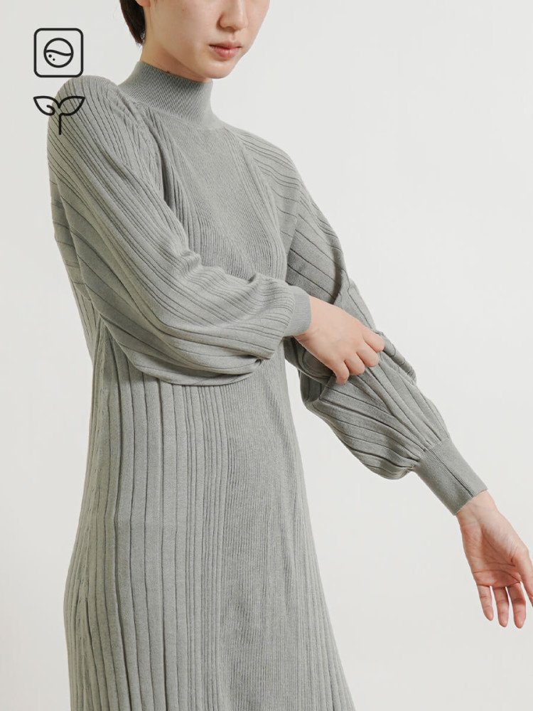 ワンピース mame Random Ribbed Plaid Knitted Dress Mame Kurogouchi(マメ クロゴウチ)】 Random Ribbed Plaid Knitted