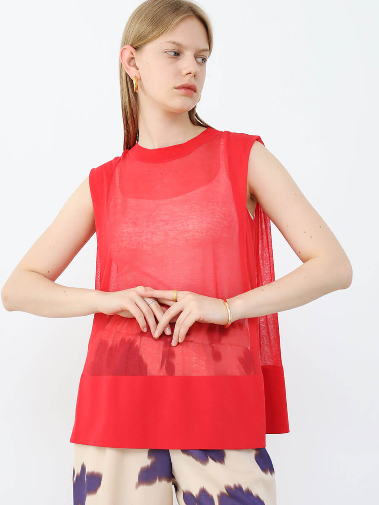 シアーコットンノースリーブニット LASUD｜シアーコットンノースリーブニット | Rakuten Fashion