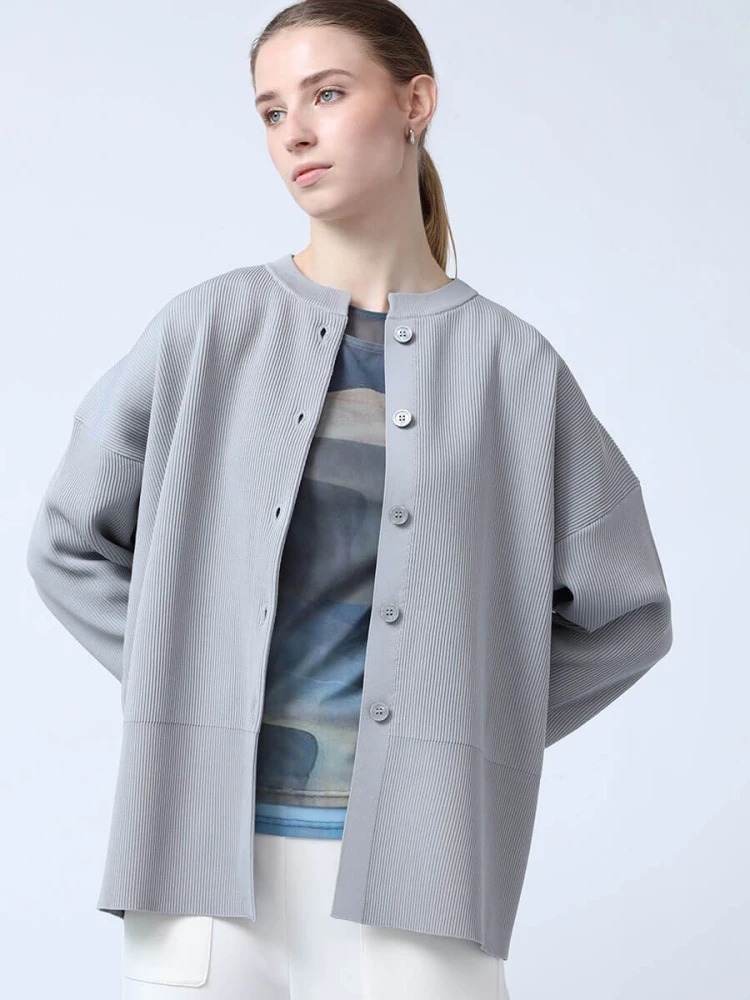 Eaphi リブカフスカーディガン(グレー) RIB CUFFS CARDIGAN / ivory , gray / free 2024AW keyword #2「rough