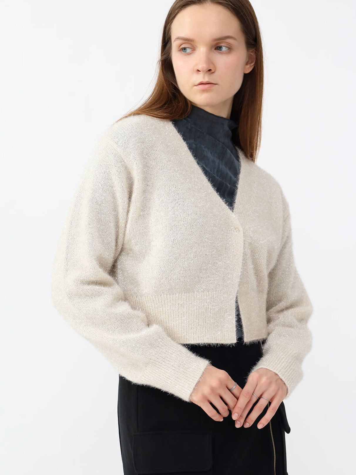 フィルムラメショートカーディガン - Aga - Aga|YAMADAYA STORE フィルムラメショートカーディガン - Aga - Aga|YAMADAYA STORE