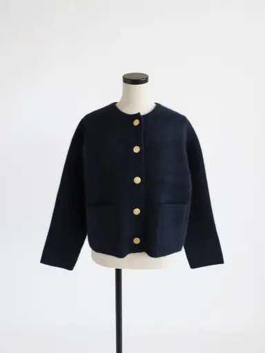 【GALENA /ガレナ 】美品★ ラクーンニット カーディガン ブラック GALENA ガレナ ラクーンニット カーディガン ブラック