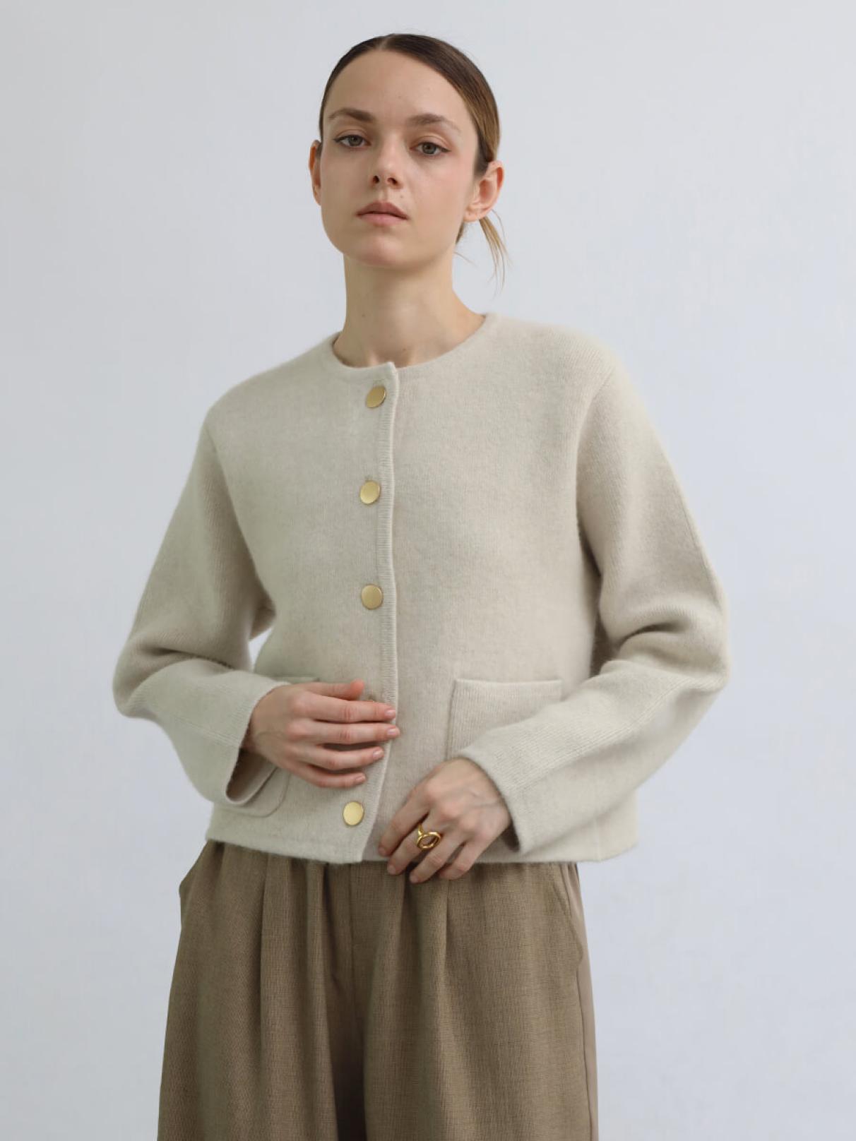 ダブルフェイスラクーンニットカーディガン - Aga - Aga｜YAMADAYA STORE