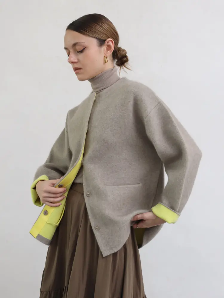 バイカラーラクーンニットカーディガン - Aga - Aga｜YAMADAYA STORE