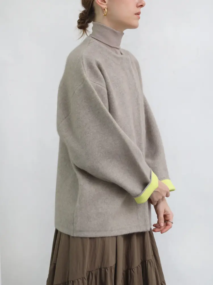 バイカラーラクーンニットカーディガン - Aga - Aga｜YAMADAYA STORE