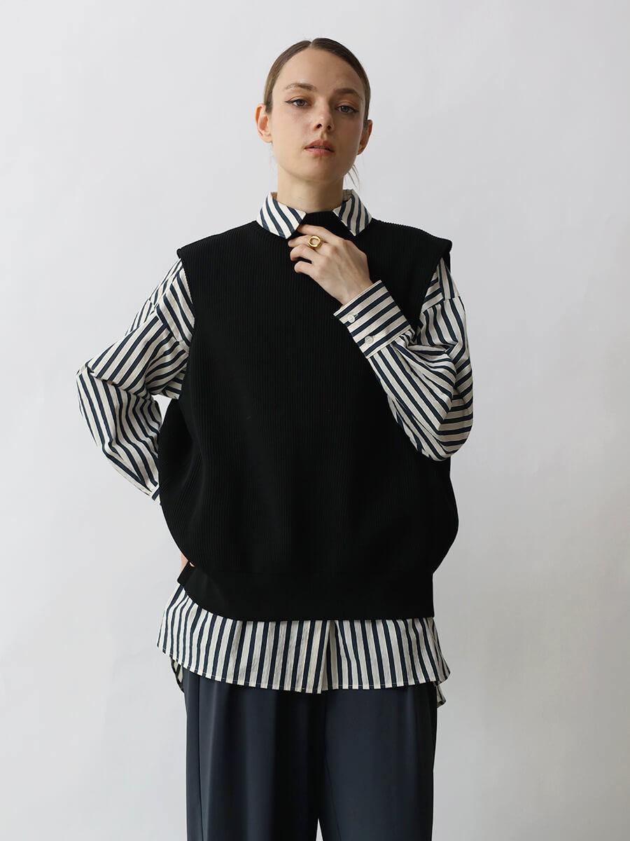 ハイネックリブニットベスト YAMADAYA STORE ハイネックリブニットベスト YAMADAYA STORE