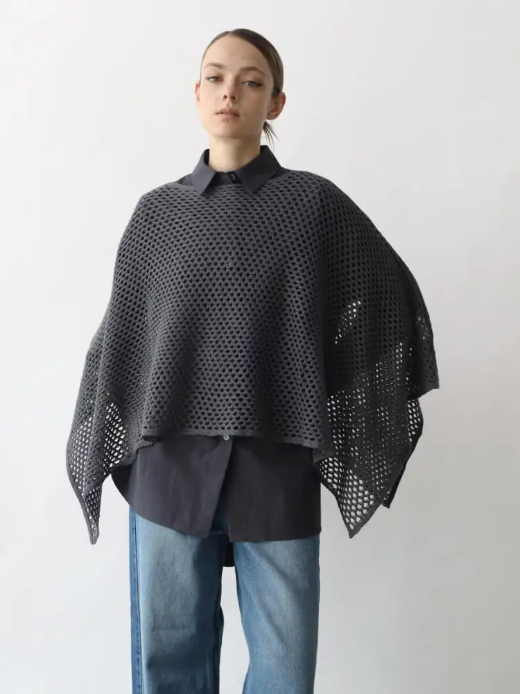 美品✨ARTISAN　ポンチョ　ケープ　2way　カシミヤ　ウール　ブラック ポンチョ - ブラック | Hermès - エルメス-公式サイト