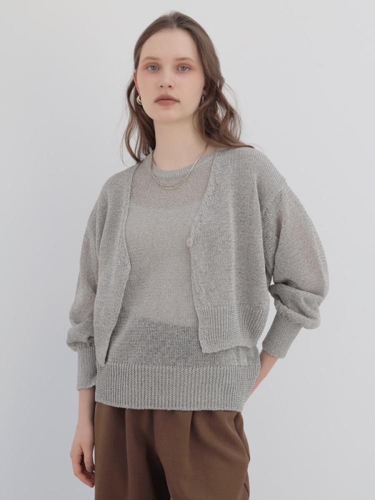 Vネッククロップドラメニットカーディガン - Aga - Aga｜YAMADAYA STORE