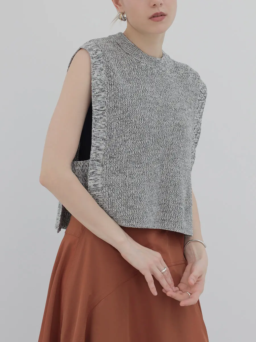 リネンブレンドニットショートベスト - Aga - Aga｜YAMADAYA STORE