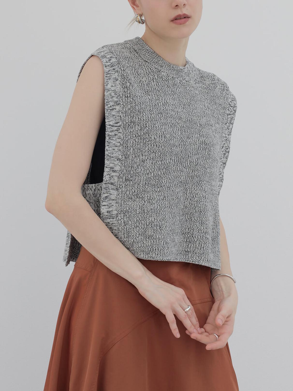 リネンブレンドニットショートベスト - Aga - Aga｜YAMADAYA STORE
