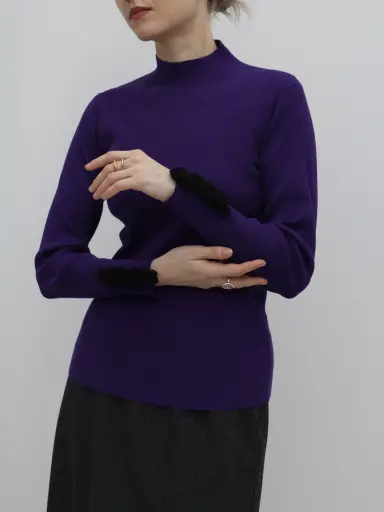 カフデザインボトルネックリブニット - Aga - Aga｜YAMADAYA STORE