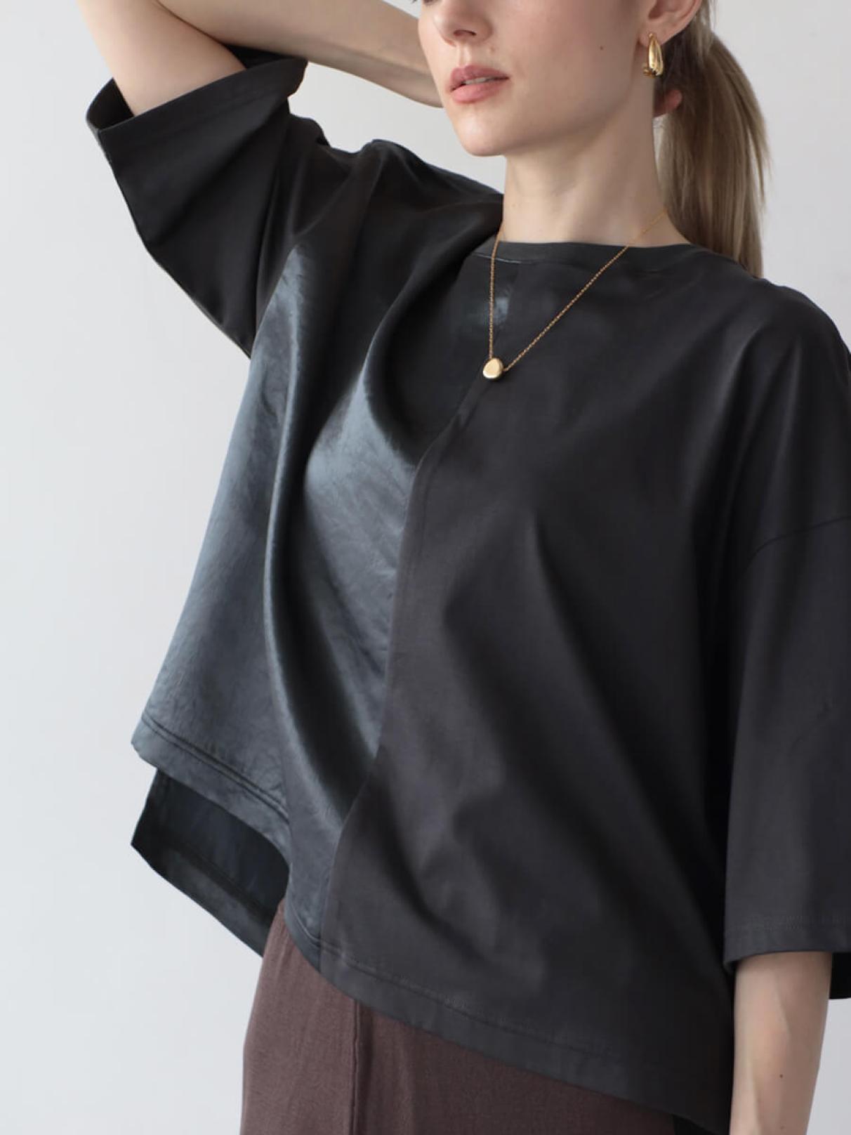 新品⭐︎異素材ドッキングトップス⭐︎定価２３１００円⭐︎デニム✖️ブラック☆送料込み NORITAKE 異素材ドッキングカットソー - Aga×NORITAKE - Aga