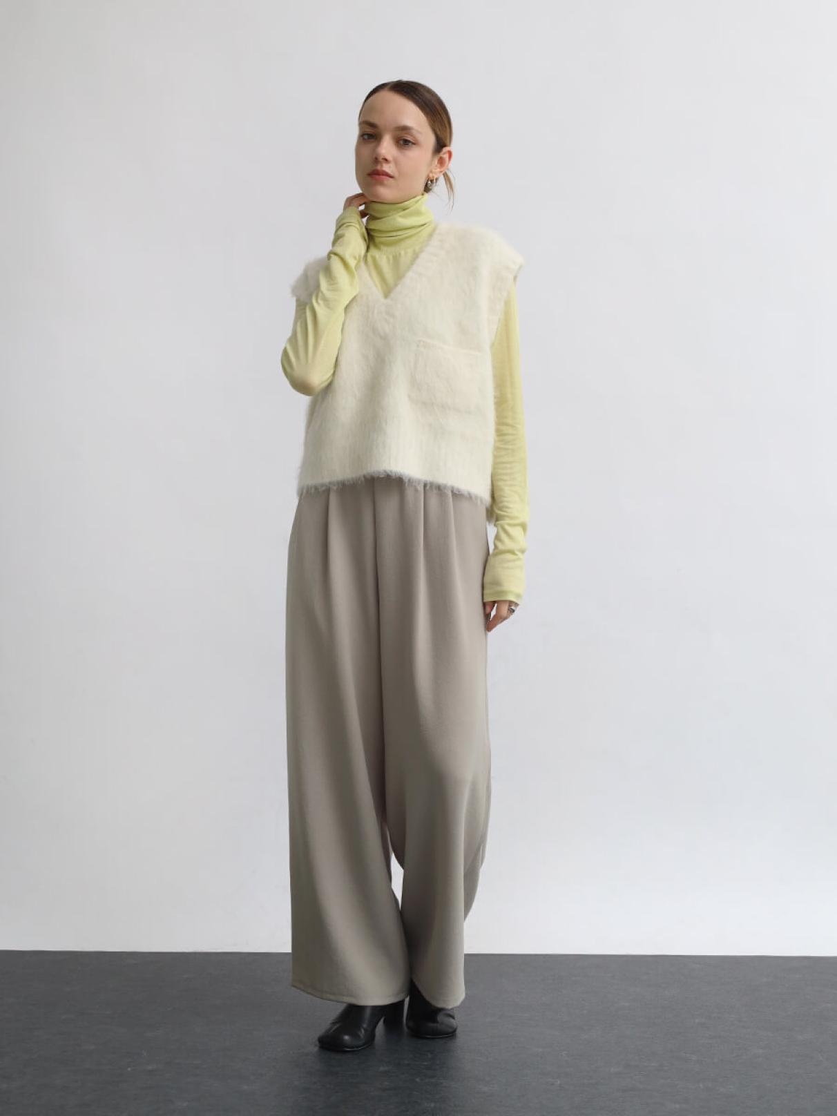 ヤマダヤ ケープシャツブラウス Aga ライトイエロー