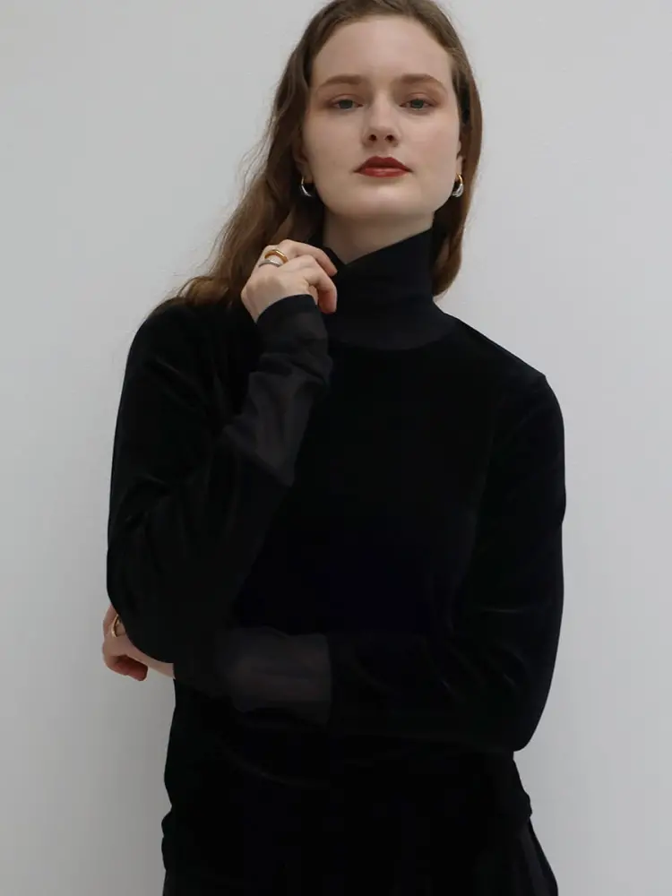 ストレッチベロアシアー切替ハイネックPO - Aga×NORITAKE - Aga