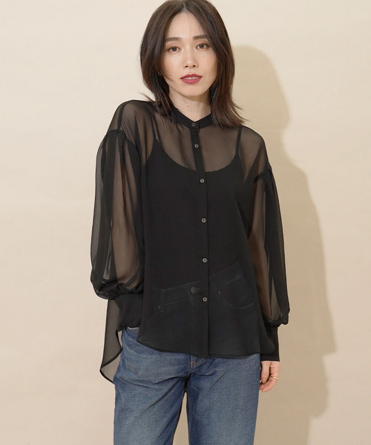 梨地ジョーゼットブラウス Aga Yamadaya Onlinestore