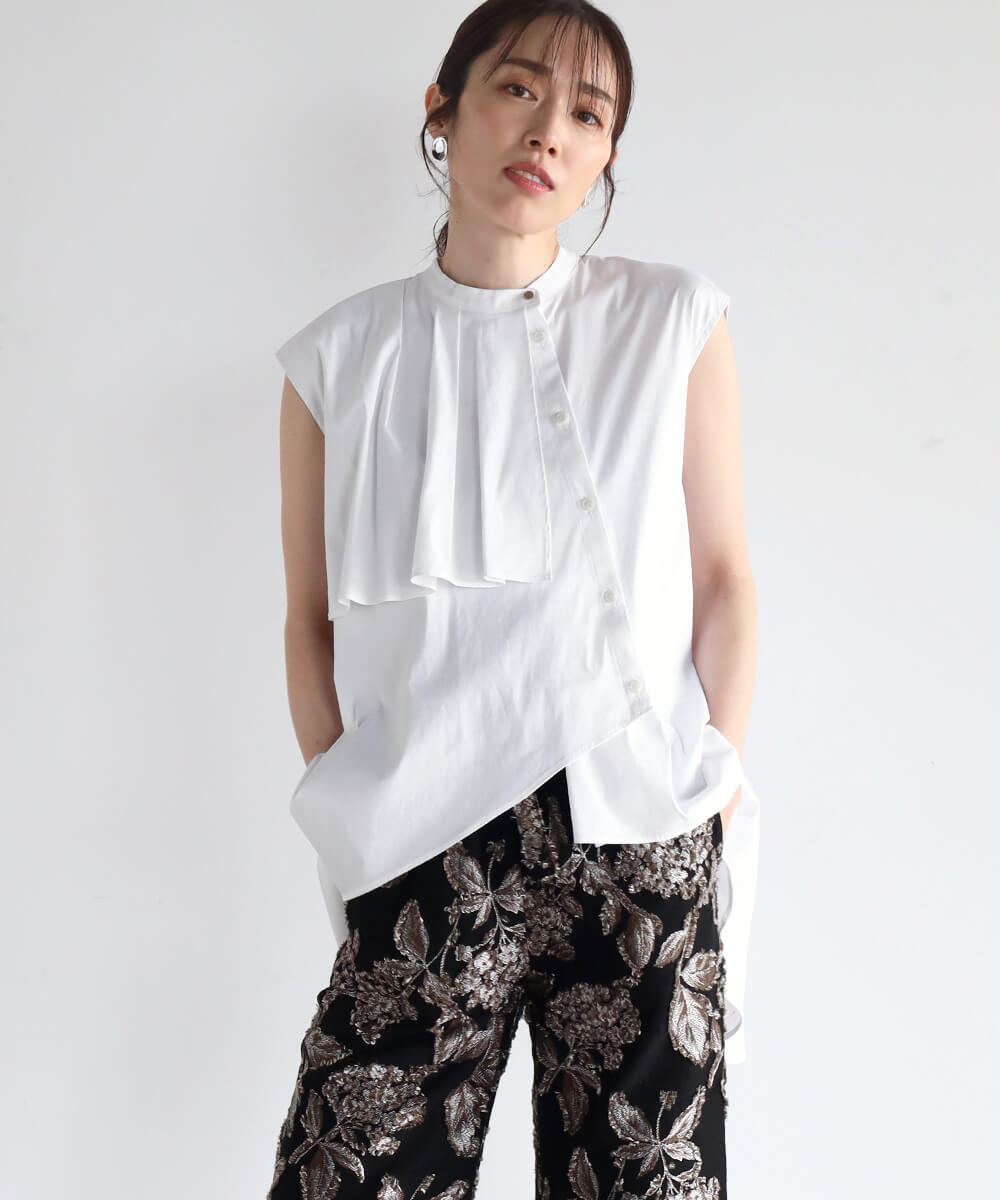 アシンメトリーデザインブブラウス YAMADAYA STORE アシンメトリーデザインブブラウス YAMADAYA STORE