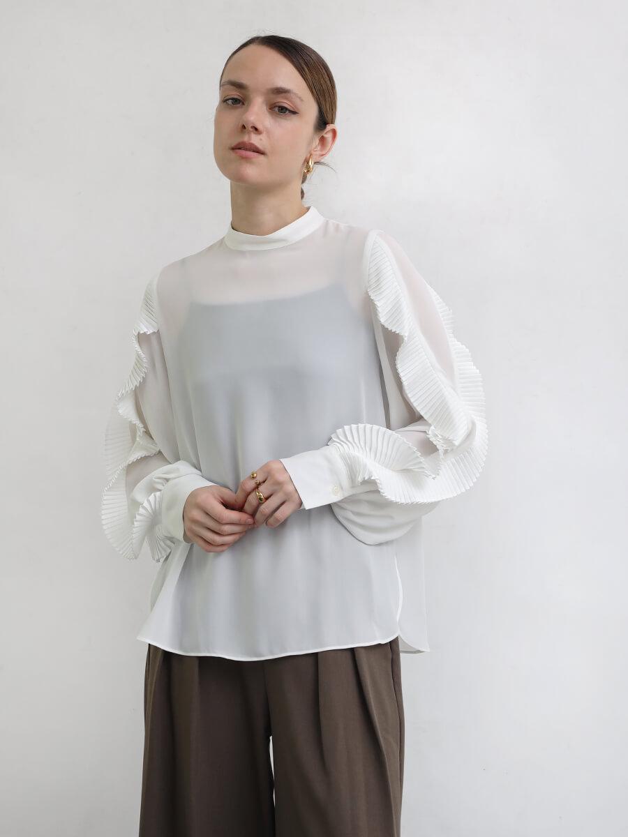 フリルプリーツブラウス YAMADAYA STORE フリルプリーツブラウス YAMADAYA STORE