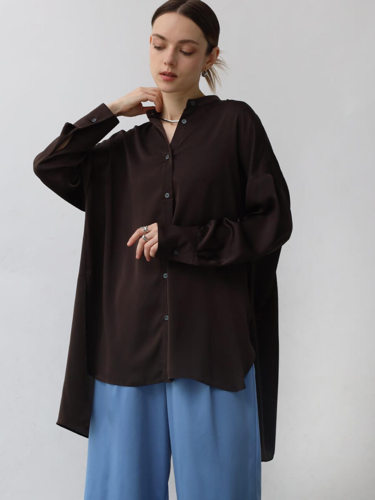 スエードサテンノーカラーシャツ - Aga - Aga｜YAMADAYA STORE