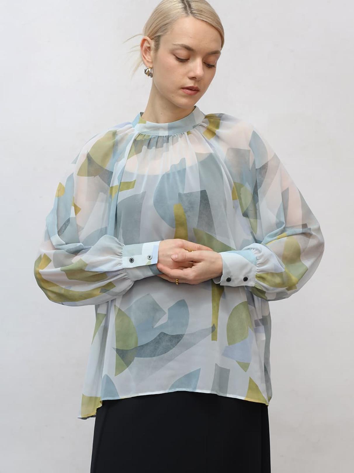 幾何柄プリントシフォンブラウス - Aga - Aga｜YAMADAYA STORE