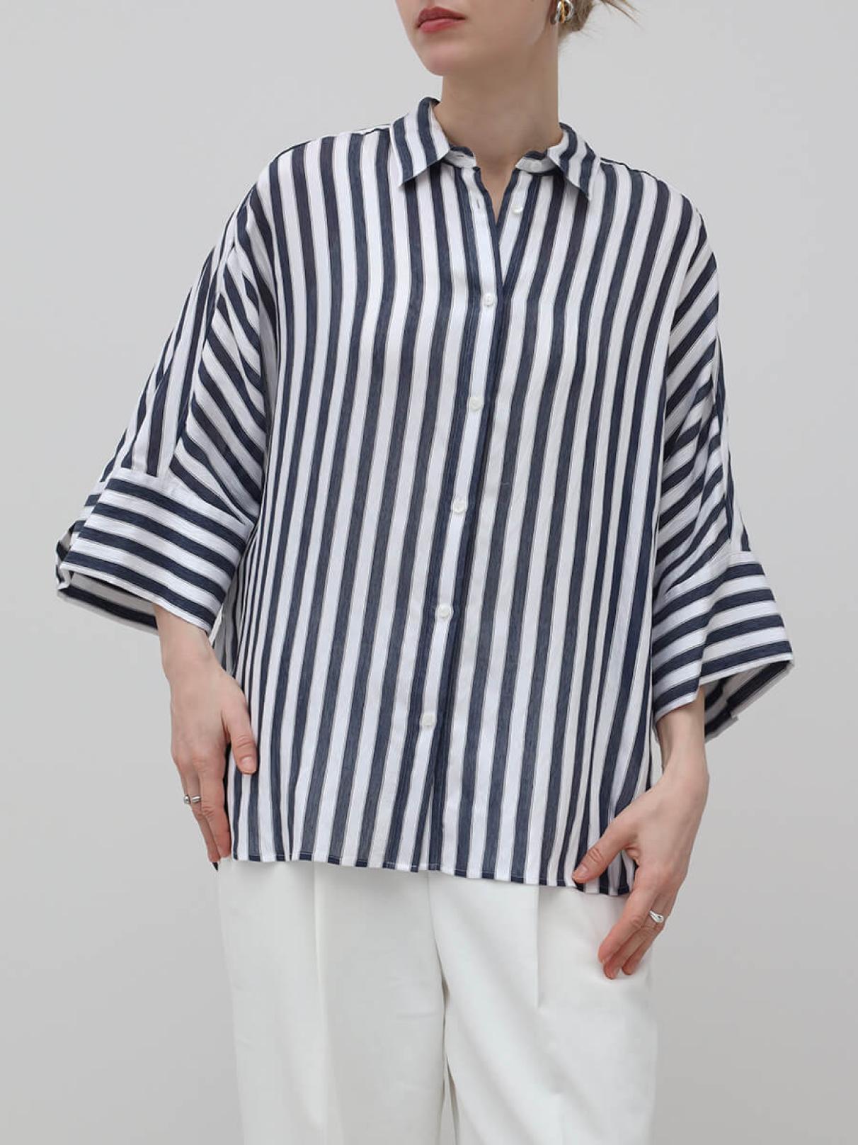 ストライプドルマンハーフスリーブシャツ - Aga - Aga｜YAMADAYA STORE