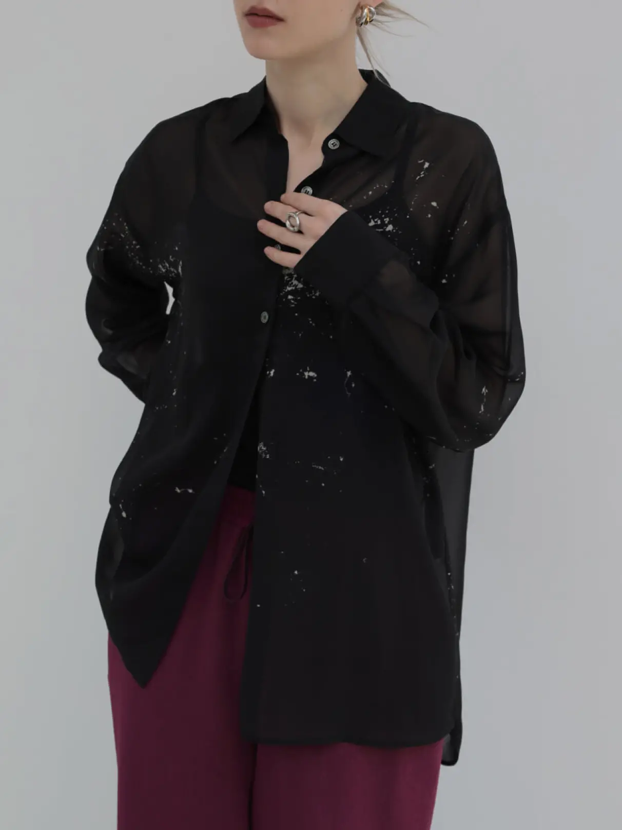 モノトーンニュアンスプリントシアーシャツ - Aga - Aga｜YAMADAYA STORE