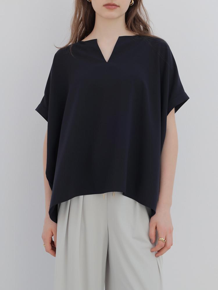 ブラウス プレミアムジョーゼットキーネックブラウス - Aga - Aga｜YAMADAYA STORE