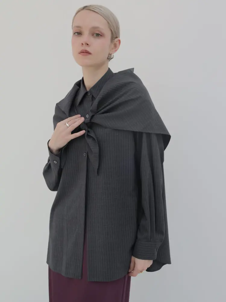 スカーフセットマニッシュストライプシャツ - Aga - Aga｜YAMADAYA STORE