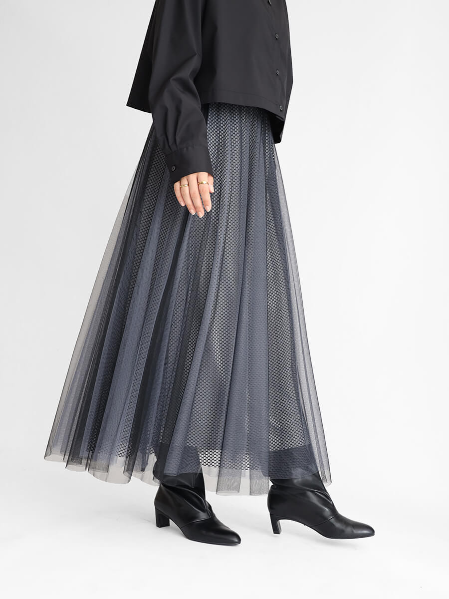 メッシュレイヤードチュールスカート YAMADAYA STORE