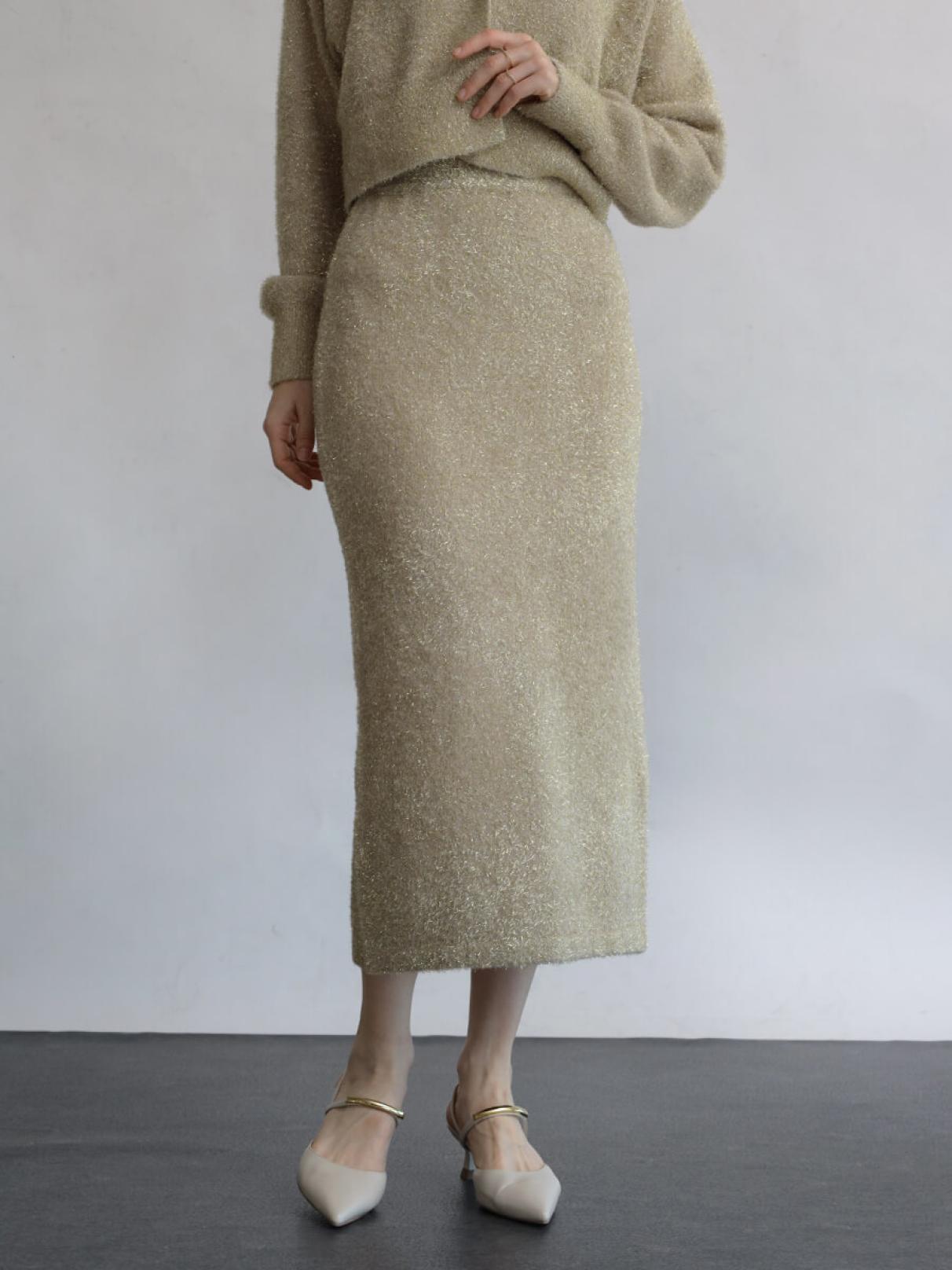 ラメニットナロースカート - Aga - Aga｜YAMADAYA STORE