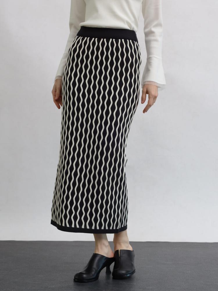 スカート acka jacquard knit skirt ウェーブジャガードニットスカート - Aga - Aga｜YAMADAYA STORE