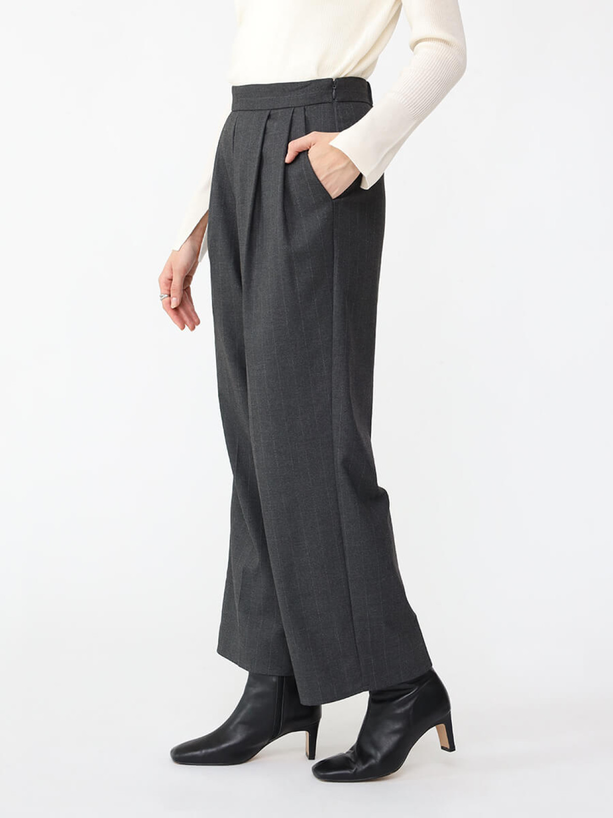 ラメストライプ梳毛調ワイドパンツ - Aga - Aga｜YAMADAYA STORE 