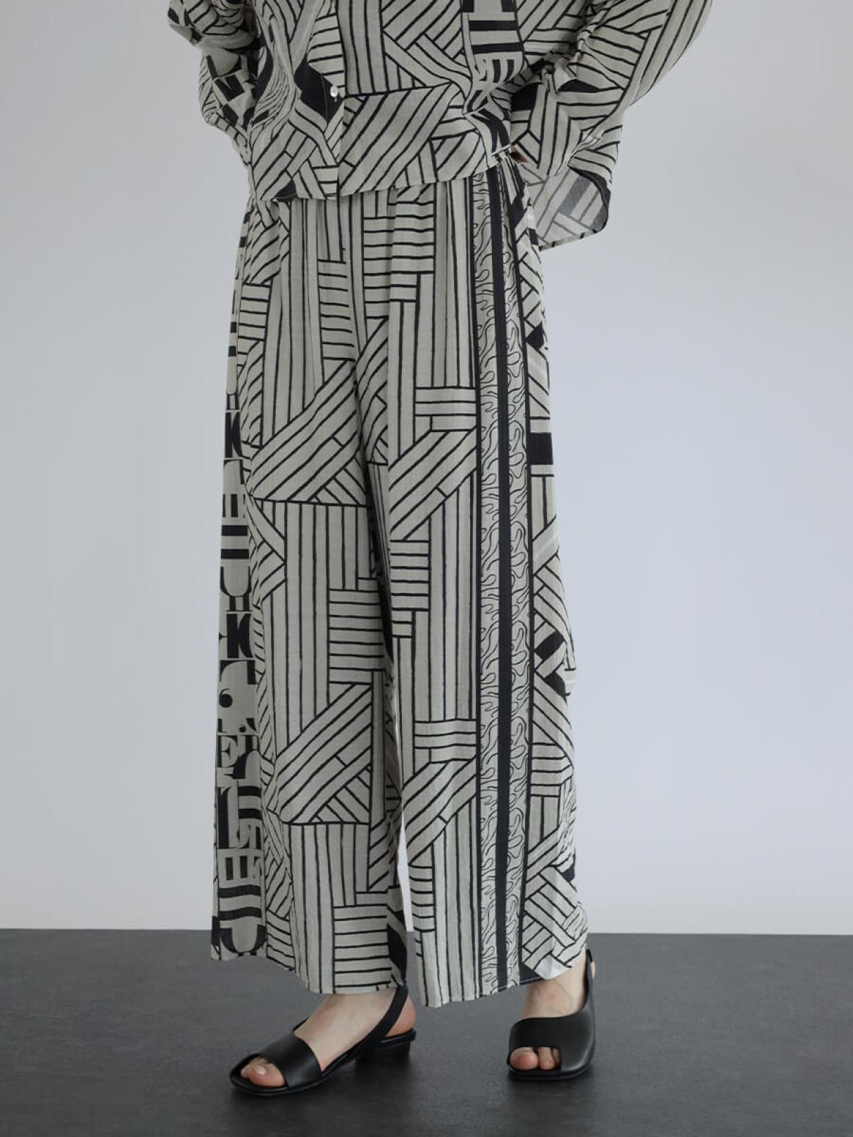 ジオメトリックプリントワイドパンツ - Aga - Aga｜YAMADAYA STORE