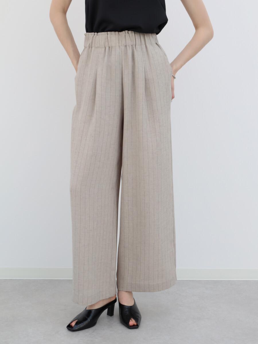 麻調ストライプワイドパンツ - Aga - Aga｜YAMADAYA STORE