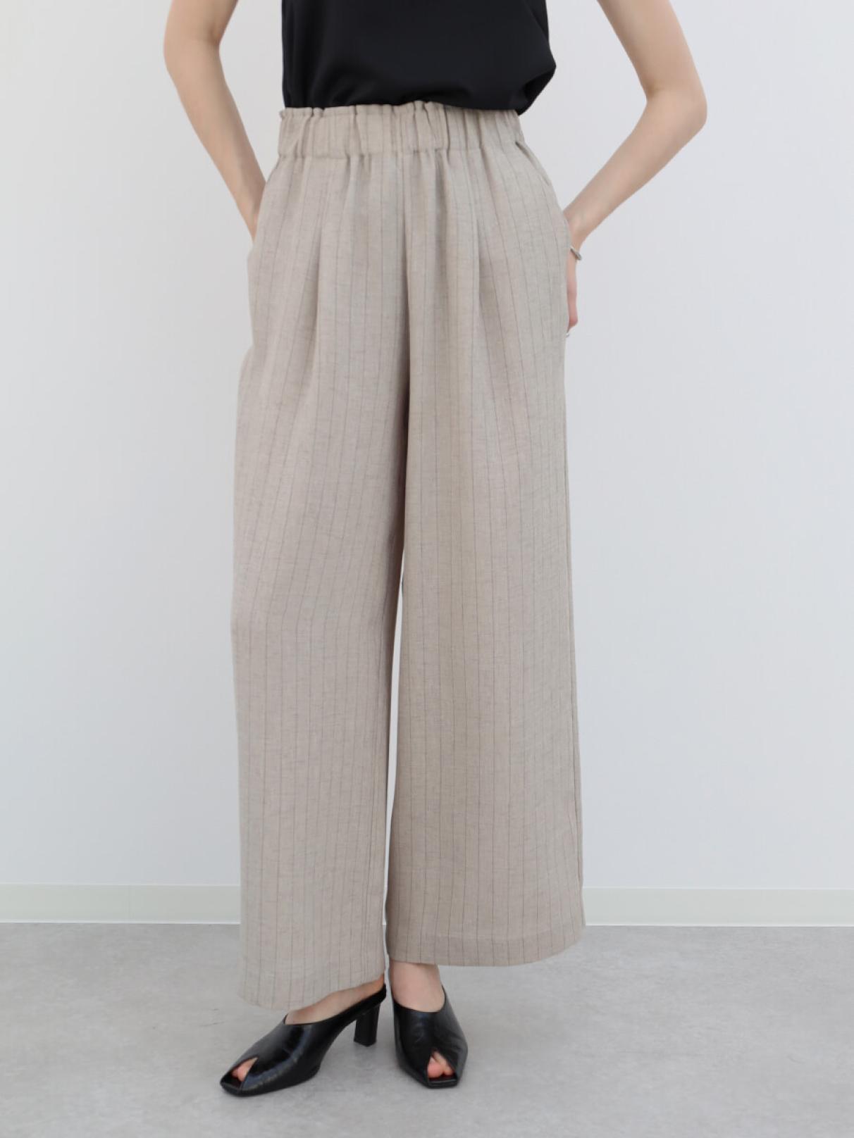 麻調ストライプワイドパンツ - Aga - Aga｜YAMADAYA STORE