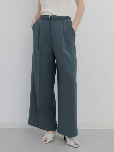 梳毛調メッシュベルト付タックワイドパンツ - Aga - Aga｜YAMADAYA STORE