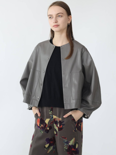 アーガ　Aga エコレザーブルゾン レザージャケット　ノーカラー エコレザーノーカラーブルゾン - Aga - Aga｜YAMADAYA STORE