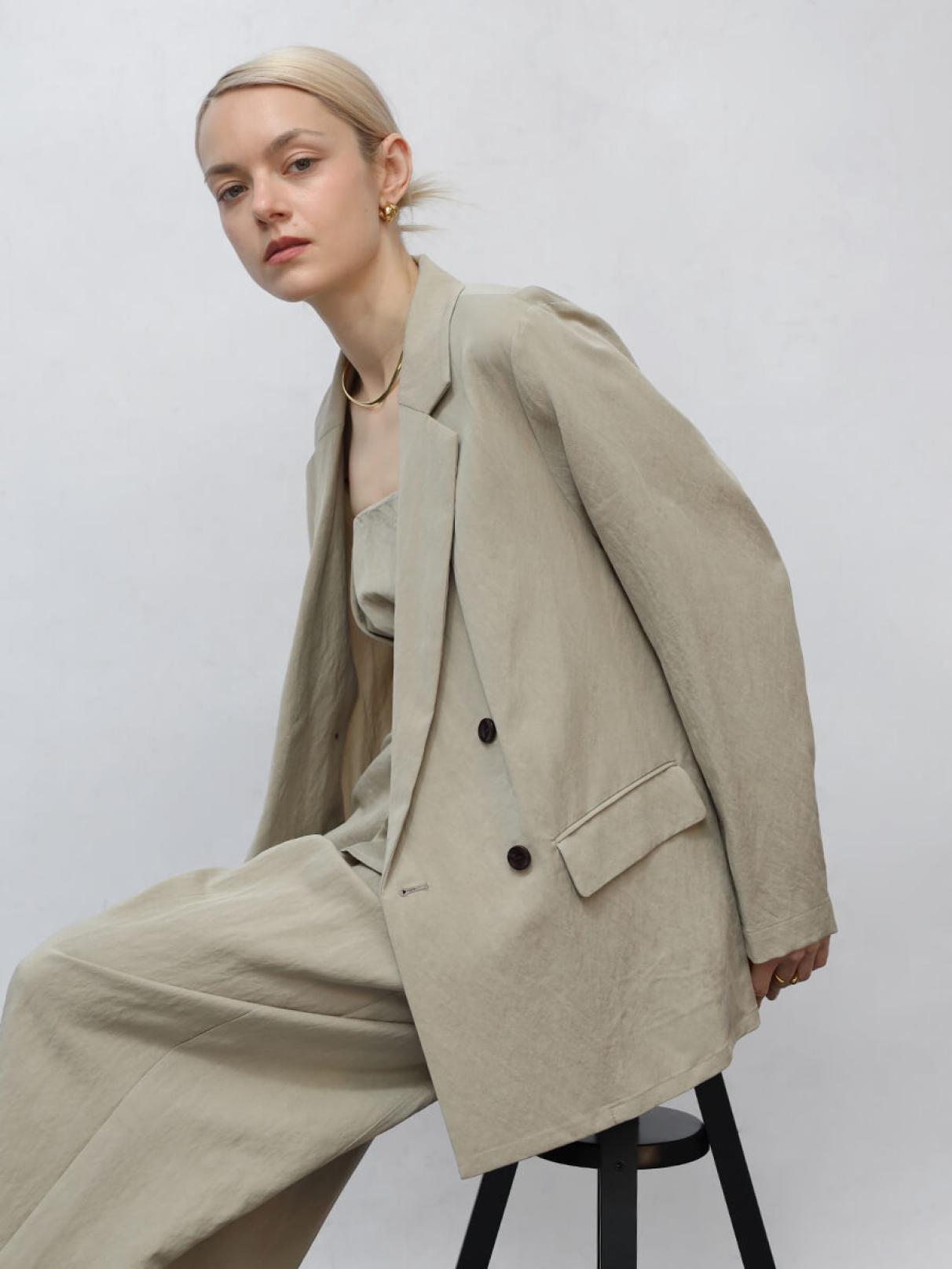 キュプラ混ダブルテーラードジャケット - Aga - Aga｜YAMADAYA STORE