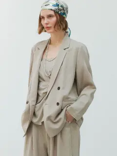 キュプラ混ダブルテーラードジャケット - Aga - Aga｜YAMADAYA STORE