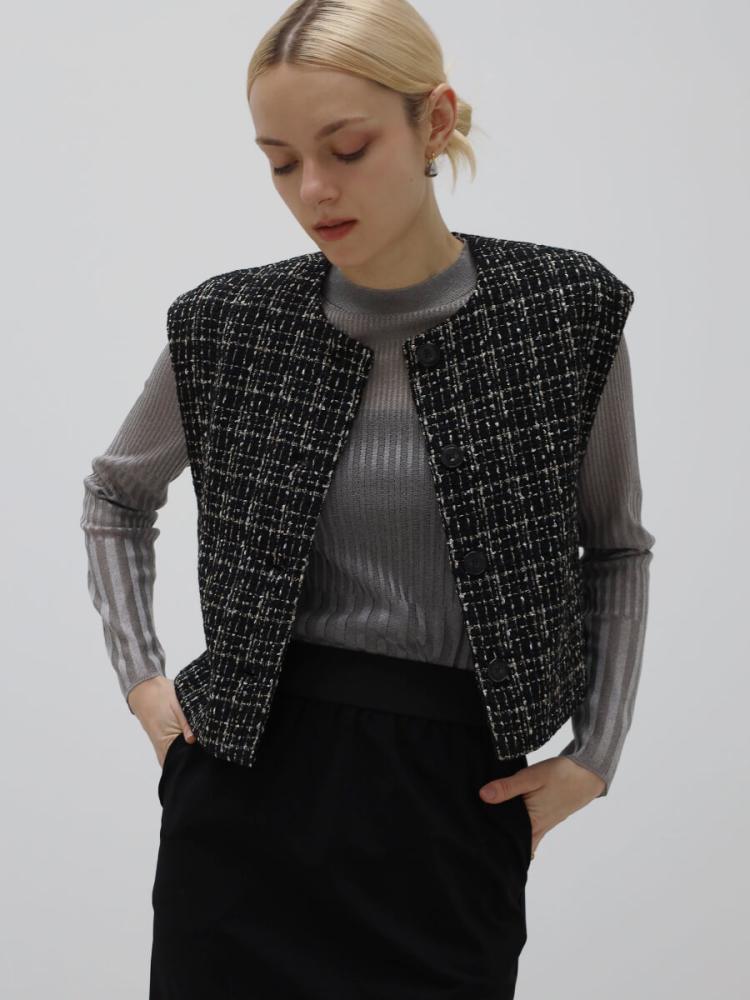 ファンシーツイードショートジレ - Aga - Aga｜YAMADAYA STORE